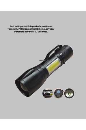 Ultra Dayanıklı 4 Mod Şarjlı Işıldak | Suya ve Darbeye Dayanıklı | 100.000 Saat LED Ömrü