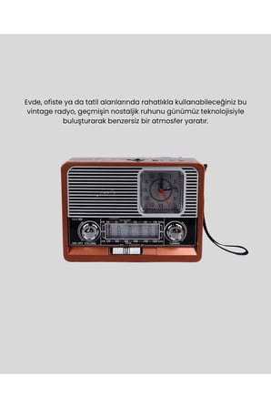 Dekoratif Vintage Radyo – Klasik Görünüm, Modern Fonksiyon ve Uzun Ömürlü Kullanım