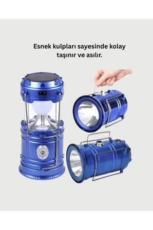 Şarj Edilebilir Güneş Enerjili Kızaklı Kamp Feneri – USB Çıkışlı, Katlanabilir, Dayanıklı ve Çok Fonksiyonlu