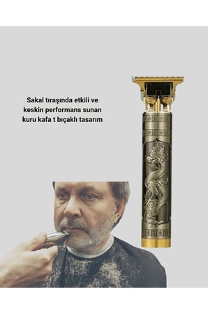 Profesyonel Çizik Tıraş Makinesi – T Çelik Bıçaklı, 120 Dakika Şarjlı Kullanım, 3 Başlıklı