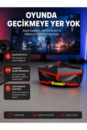 Kablosuz Bluetooth Kulaklık 5.0 Dokunmatik Kontrol Gürültü Engelleme