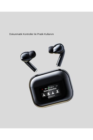 Aktif Gürültü Engelleme (ANC) Kablosuz Bluetooth Kulaklık – Dijital Ekranlı, Dokunmatik ve Uzun Pil Ömürlü
