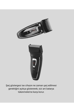 Kablosuz Tıraş Makinesi Çift Başlıklı Kuru Tıraş Folyo Başlık Şarj Göstergeli