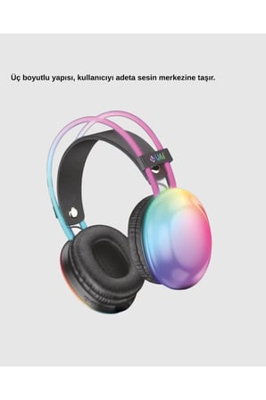 RGB Işıklı Kablosuz Kulaklık Bluetooth 5.3 800mAh Ergonomik IPX4 Dayanıklı