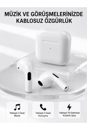 Bluetooth 5.3 TWS Kablosuz Kulak İçi Kulaklık 25 Metre Menzil Şarj Kutulu