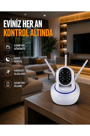 Full HD Akıllı IP Kamera – Gece Görüşlü, Hareket Sensörlü, Çift Yönlü Ses ve Online Kayıt Özellikli Yeni Nesil