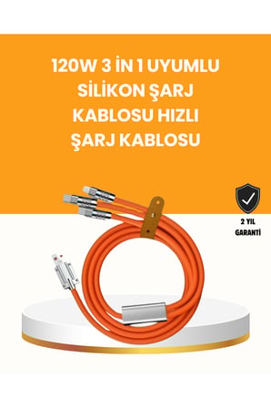 Çoklu Cihaz Dostu 120 W Hızlı Şarj Kablosu – Tek Kablo ile Her Cihaz Elinizin Altında