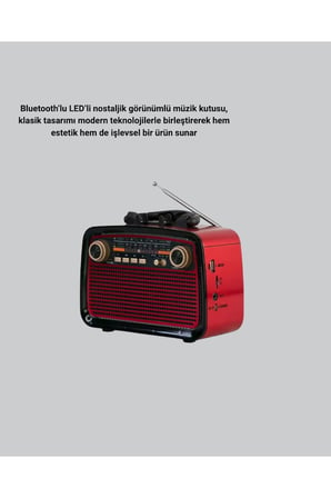 Bluetooth’lu LED Işıklı Nostaljik Müzik Kutusu – Ahşap Dokulu, Vintage Tasarım ve Yüksek Ses Kalitesi