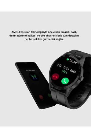 AMOLED Ekranlı Akıllı Saat – 3 Kordon Seçenekli, Suya Dayanıklı, Kalp Atış ve Uyku Takip Özellikli