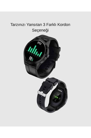AMOLED Ekranlı Akıllı Saat – 3 Kordon Seçenekli, Suya Dayanıklı, Kalp Atış ve Uyku Takip Özellikli