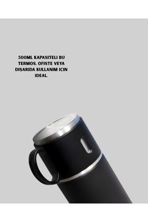 Isıyı Uzun Süre Koruyan 500 ml Termos Seti | Çelik Gövde, 2 Bardaklı, Hediye Kutulu
