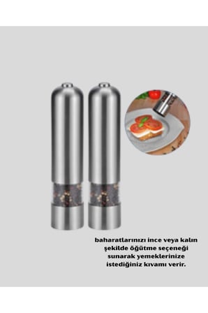 Modern Otomatik Baharat Öğütücü Seti – Pilli, Paslanmaz Çelik, LED Aydınlatmalı