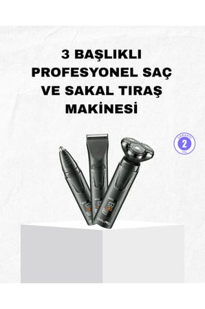 Şarjlı ve Kablosuz 3 Başlıklı Profesyonel Bakım Seti – Saç, Sakal, Burun ve Kulak Düzeltici