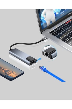 Alüminyum Kasalı MacBook USB-C Hub – 4K HDMI, USB 3.0, SD/TF Kart Girişi, PD Şarj Desteği