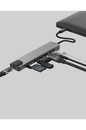 Alüminyum Kasalı MacBook USB-C Hub – 4K HDMI, USB 3.0, SD/TF Kart Girişi, PD Şarj Desteği