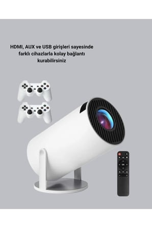 4K Wi-Fi 6 Projeksiyon Cihazı – 10.000+ Oyun Desteği, Kablosuz Bağlantı ve Çoklu Giriş Portları Yeni Nesil