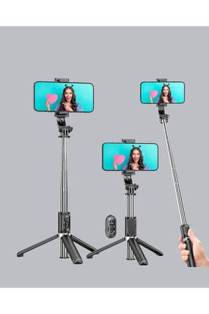 Kablosuz Bluetooth Selfie Çubuğu – 360° Dönebilir Başlık, Taşınabilir ve Şık Tasarım