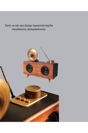Çift Hoparlörlü Retro Bluetooth Speaker 1800mAh Bataryalı AUX USB SD Kartlı