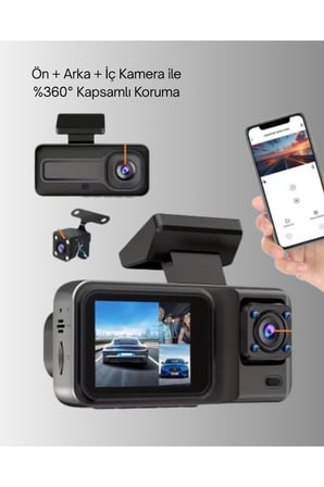 Wi-Fi Bağlantılı Full HD Araç Kamera Seti 3 Kameralı Park Koruma ve Döngü Kayıt
