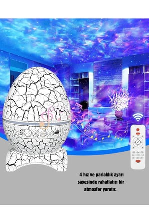 Yıldızlı Gökyüzü Dinozor Yumurta Projektör –  Ayarlanabilir Parlaklık ve Hız