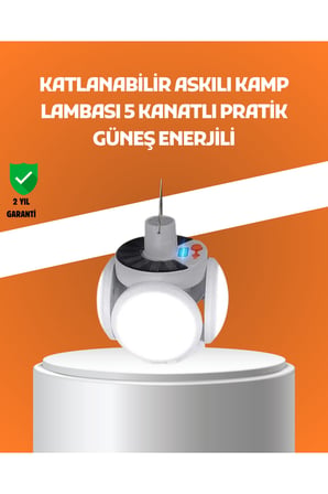 Çok Amaçlı Katlanabilir Güneş Enerjili Kamp Lambası – Masa Üstü ve Asılabilir Kullanım