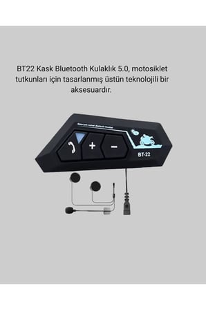 BT22 Kask İçi Bluetooth Kulaklık Hızlı Eşleşme ve Gürültü Önleyici Mikrofon Yeni Nesil