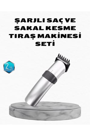 Profesyonel Şarjlı Saç ve Sakal Kesme Makinesi – Paslanmaz Çelik Bıçaklı, Ergonomik ve Sessiz Motorlu