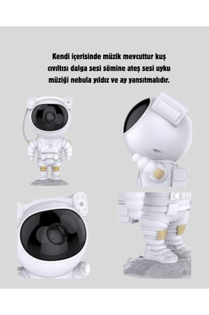 Astronot Galaksi Projeksiyon Lambası Bluetooth Bağlantılı ve Uzaktan Kontrollü