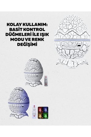 Dinozor Yumurtası Galaksi Projektör Gece Lambası 4'ü 1 Arada – Bluetooth Hoparlörlü