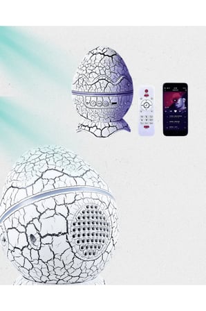 Dinozor Yumurtası Galaksi Projektör Gece Lambası 4'ü 1 Arada – Bluetooth Hoparlörlü