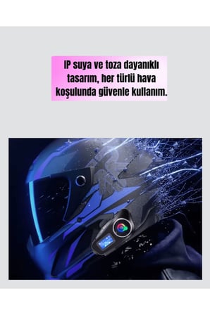 IP65 Suya Dayanıklı Kask Bluetooth Kulaklık LCD Ekranlı