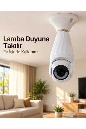Ev ve Ofis İçin Telefondan Canlı İzlenebilen Duy Tipi Güvenlik Kamerası