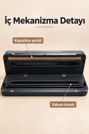 Poşet Yapıştırma ve Vakumlama Makinesi Açılır Kapaklı