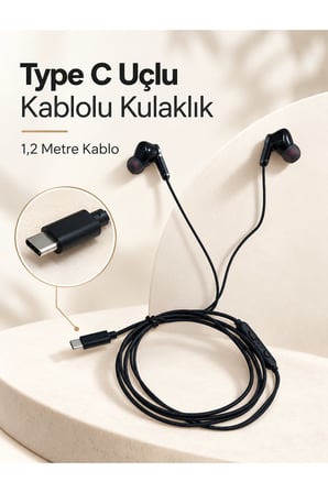 Mikrofonlu ve Kumandalı Kulak İçi Kulaklık Type C Girişli