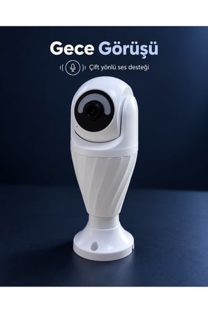 WiFi Bağlantılı Mobil İzleme ve Kayıt Oynatma Destekli Ampul Kamera