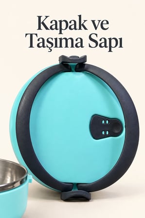 Üç Katlı Sefer Tası Sızdırmaz Kapaklı Çelik İç Hazneli Yemek Taşıma Kabı