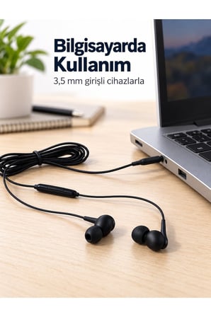 Müzik ve Görüşme İçin Mikrofonlu Siyah Kulaklık