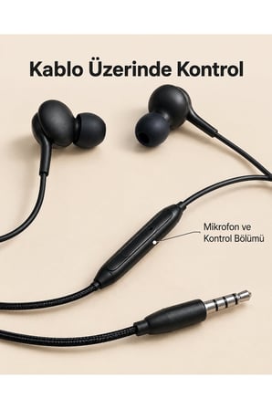Müzik ve Görüşme İçin Mikrofonlu Siyah Kulaklık