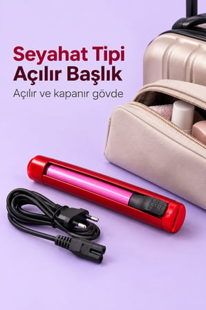 Bukle ve Düzleştirme Özellikli Seyahat Tipi Kablolu Saç Maşası