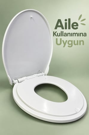 Çocuk Adaptörlü Beyaz Klozet Kapağı Aile Tipi