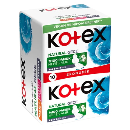 4 Adet Kotex Natural Gece Hijyenik Ped 10'lu