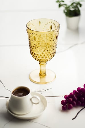 Akrilik Amber Tekli Kadeh & Su Meşrubat Kahve Yanı Bardağı 450 ml (Cam Değildir)