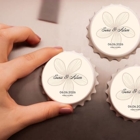 İsim ve Tarih Yazılı Özel Tasarım Düğün, Nişan, Söz Hediyelik Magnet (10'lu Paket)