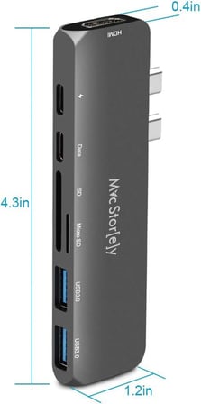 MacBook USB-C Hub ve Çoklayıcı 7-in-1 | 4K HDMI, USB 3.0, SD/microSD | M1 ve M2 Uyumlu Gri