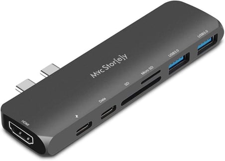 MacBook USB-C Hub ve Çoklayıcı 7-in-1 | 4K HDMI, USB 3.0, SD/microSD | M1 ve M2 Uyumlu Gri