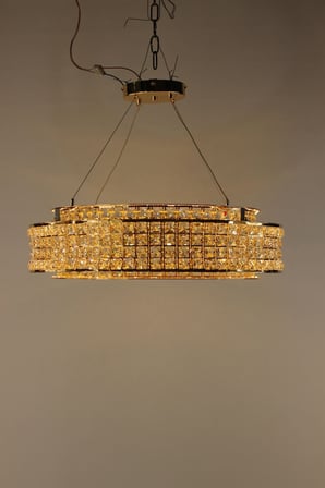Kristal Taşlı  Gold Halka Led Avize 3 Renk Işıklı Modern Aydınlatma