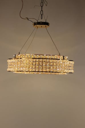 Kristal Taşlı  Gold Halka Led Avize 3 Renk Işıklı Modern Aydınlatma