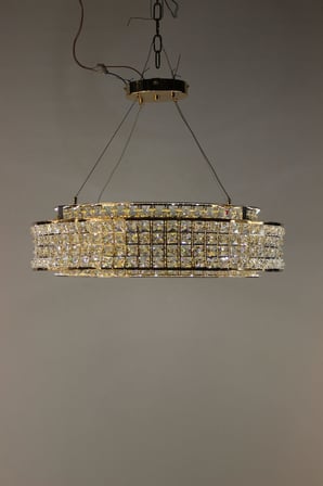 Kristal Taşlı  Gold Halka Led Avize 3 Renk Işıklı Modern Aydınlatma