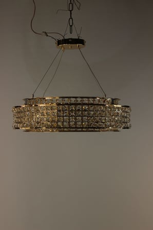Kristal Taşlı  Gold Halka Led Avize 3 Renk Işıklı Modern Aydınlatma