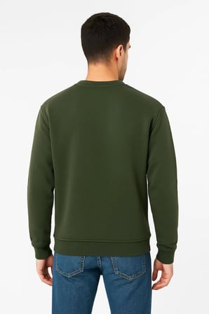 Modi Green Erkek Üç İplik Düz Bisiklet Yaka SweatShirt - Haki